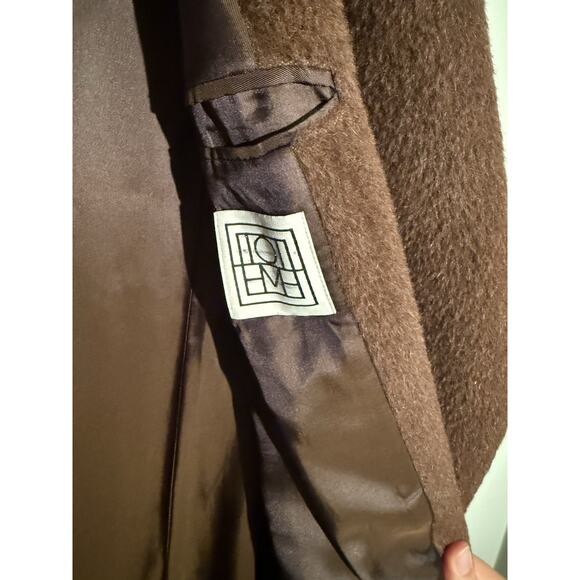 Toteme Alpaca Chocolate Brown Wrap Coat Maxi Length Peak Lapel Size 36 US S - Picture 12 of 13